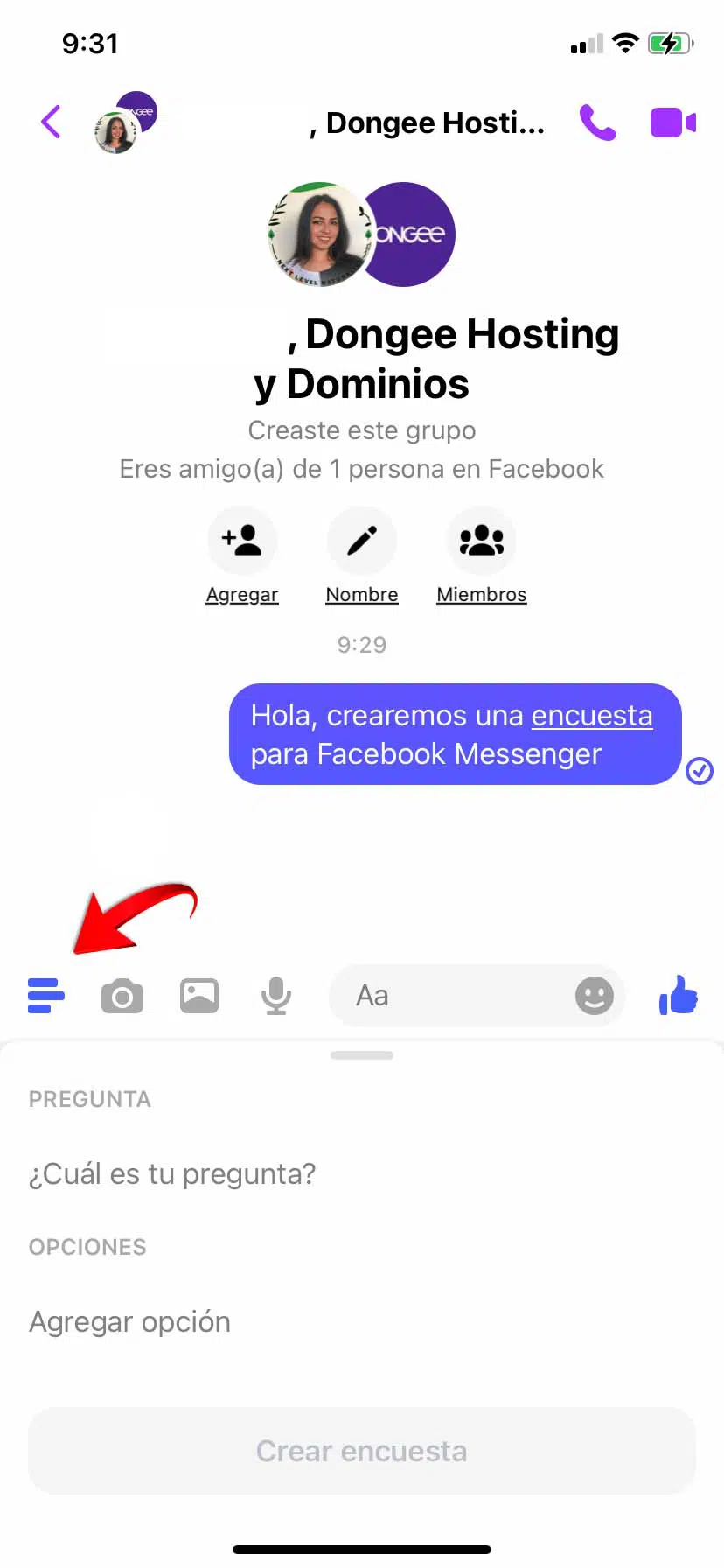 como crear una encuesta en messenger