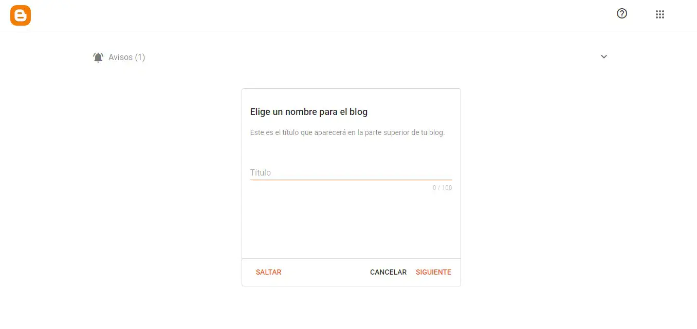 Crear nombre de tu blog