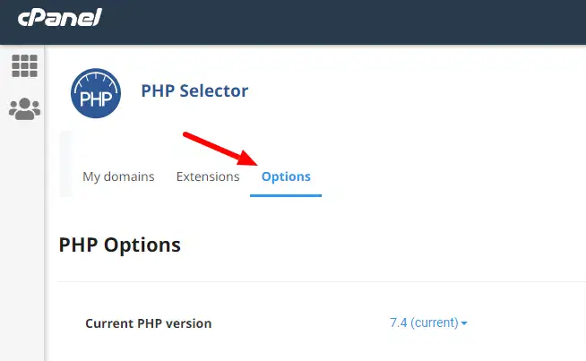 Opciones php version